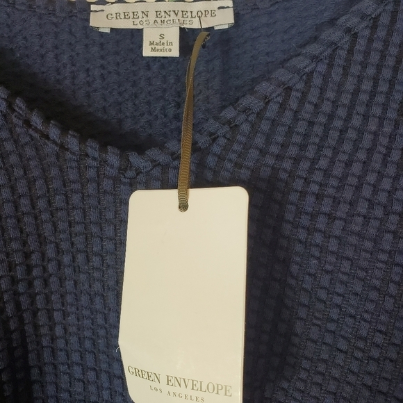 Green Envelope V Neck Short Sleeve Cotton Blouse Top Small NWT - Picture 9 of 9